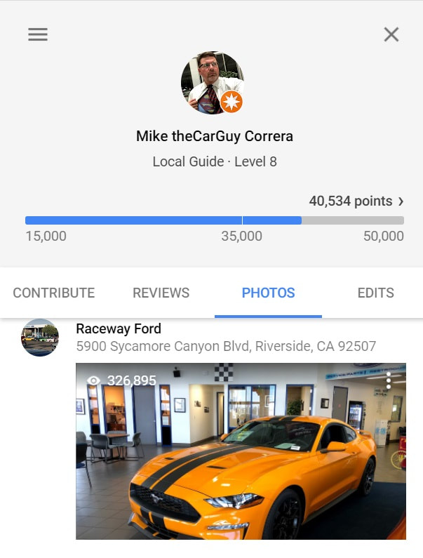 Picture views on a car dealer's Google My Business page